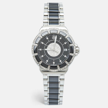 TAG HEUER Black Ceramic Diamond Stainless Steel Formula 1 WAH1219.BA0859 Women's Wristwatch 37 mm
