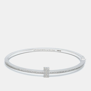TIFFANY & CO. Tiffany T Diamond Hinged 18k White Gold Bracelet
