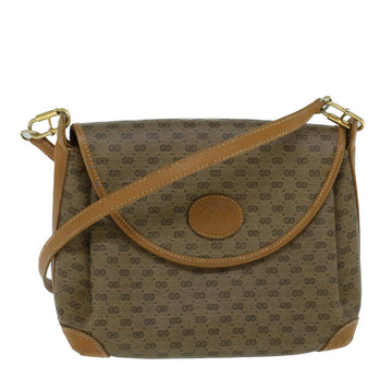 GUCCI Micro GG Canvas Shoulder Bag PVC Leather Beige Auth th4136