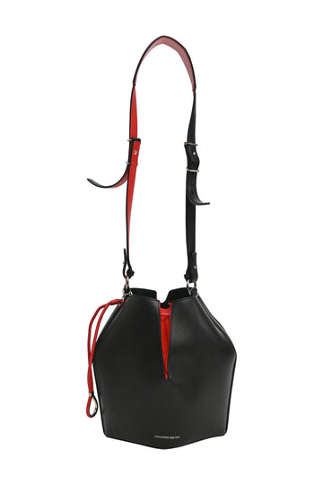 ALEXANDER MCQUEEN The Bucket Bag in black and red leather 