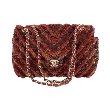 CHANEL Chanel Red Tweed Flap Bag