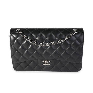 CHANEL Black Quilted Lambskin Jumbo Classic Double Flap Bag