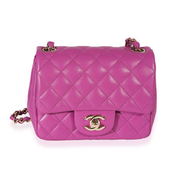 CHANEL Purple Quilted Lambskin Mini Square Classic Flap Bag