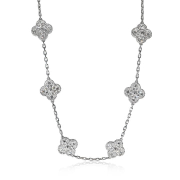VAN CLEEF & ARPELS Vintage Alhambra Diamond Necklace in 18k White Gold 4.83 CTW