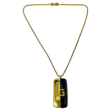 GIVENCHY Vintage Gold Plated Modernist Pendant Necklace 1970s