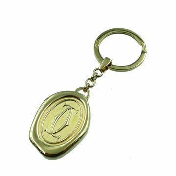CARTIER Decor CC Keychain Keyring Charm Gold Metal 0149