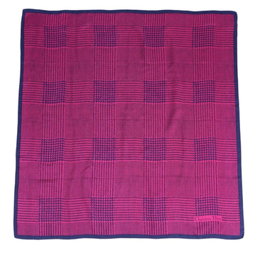 CHRISTIAN DIOR Scarf Muffler Check Pattern 100% Silk Women's Pink/Navy