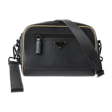 PRADA shoulder bag 2VH063 leather black gold wristlet 2WAY second clutch