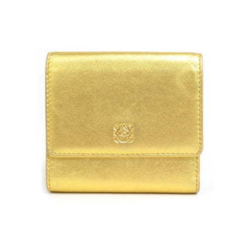 LOEWE Trifold Wallet Anagram Leather Gold Women's