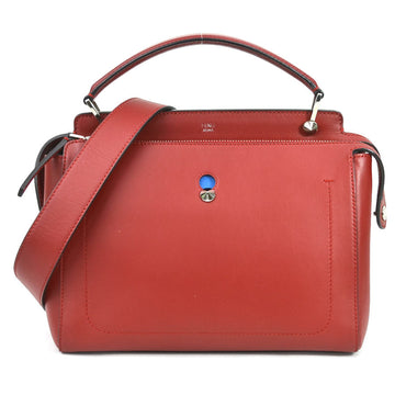 FENDI handbag shoulder bag dot com leather red silver ladies e55932a