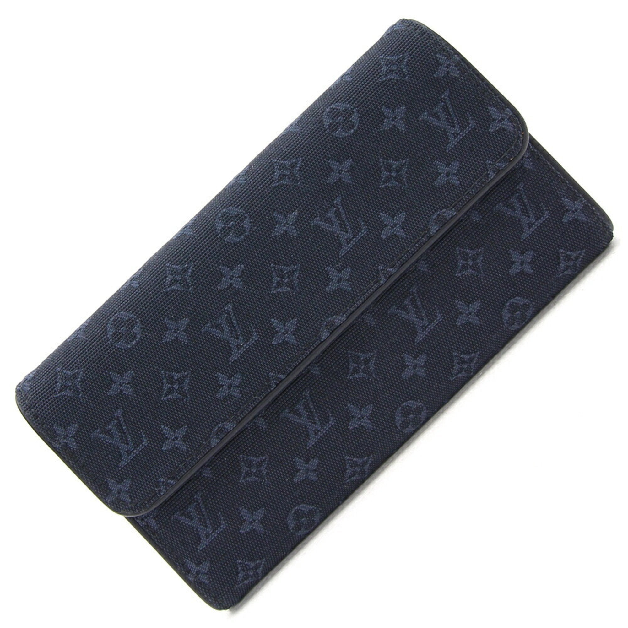Louis Vuitton Trifold Long Wallet Monogram Porte Tresor International M92442 TST Blue Navy Men's Unisex