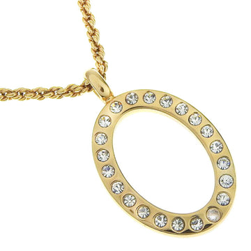 CHRISTIAN DIOR Circle Vintage Gold Plated x Rhinestone Women's Necklace