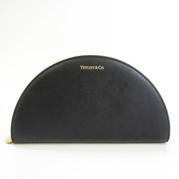 TIFFANY Half Moon Unisex Leather Long Wallet [bi-fold] Black