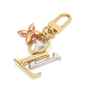 LOUIS VUITTON Portocre LV New Wave Keyring Keychain Bag Charm GP Metal Gold Silver M68449