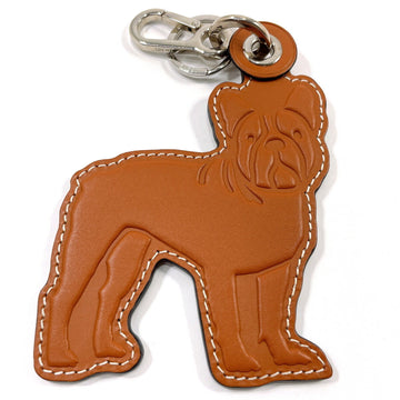 LOEWE Bulldog Keychain Leather Unisex Brown