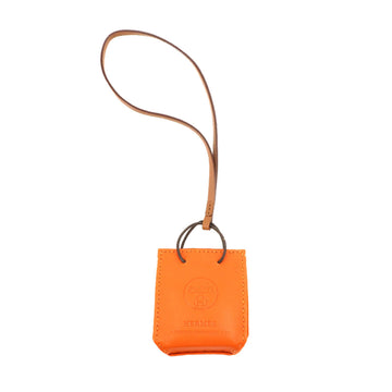 HERMES Sac Orange Shopper Type Bag Charm Anu Milo Fou D Engraved