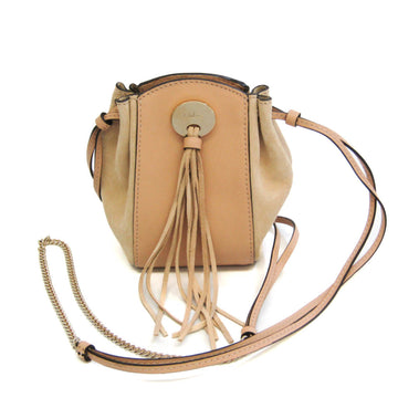 CHLOE Mini Fringe Women's Leather,Suede Shoulder Bag Light Beige