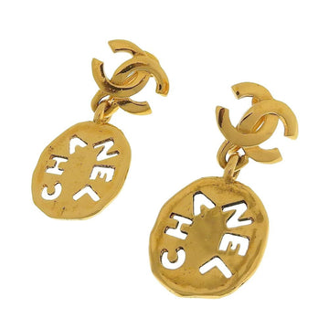 Chanel earrings here mark gold logo vintage