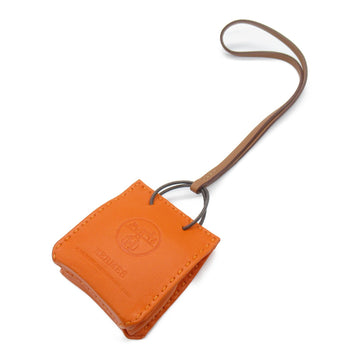 HERMES Shopper bag charm Orange Orange Agneau milo leather