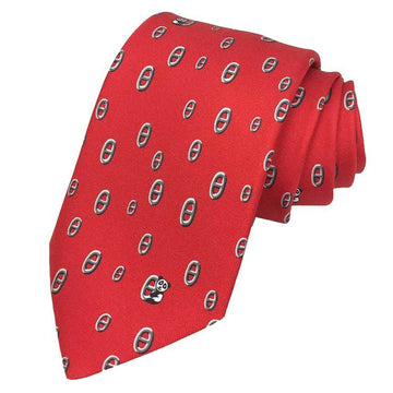 HERMES Tie Chaine d'Ancre Panda Red Silk Twill Men's