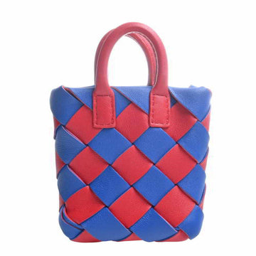 BOTTEGA VENETA Intrecciato Leather Bag Motif Charm Blue Red Ladies