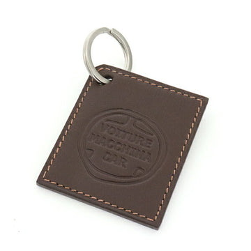 HERMES Leather Keychain VOITURE MACCHINA CAR Car Brown / Matte Bag Charm Handle Square