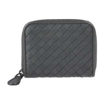 BOTTEGA VENETA intrecciato coin case 258468 leather dark gray series round fastener purse