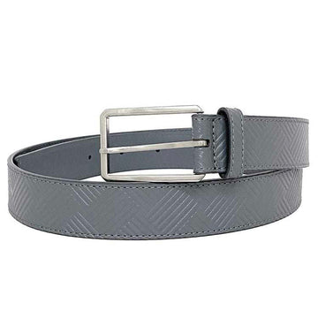 BOTTEGA VENETA Waist Belt Gray Silver 657163 90cm Leather  36 Inch 30mm Check Embossed Fr Pull Mens