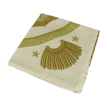 HERMES Poste et Cavalerie saber decoration bag Carre 90 scarf silk beige gold multicolor
