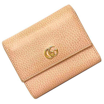 GUCCI Trifold Wallet Pink Gold GG Marmont 546584 Leather  Compact Fold Women's