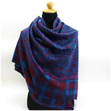 YVES SAINT LAURENT Large Stole Shawl Wool x Silk Multicolor 134 130 cm Women's