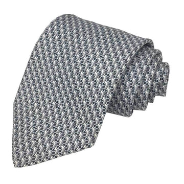 HERMES Tie Chaine d'Ancre 100% Silk Gray Men's