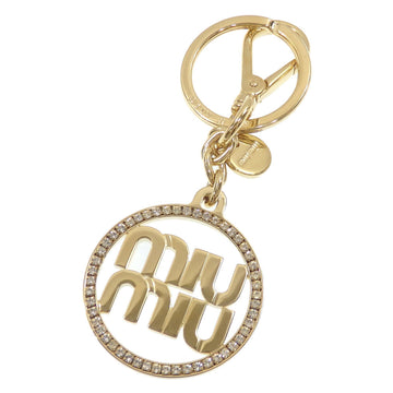 MIU MIU Miu Keychain Women's Gold Color 5PM027 Key Ring Bag Charm Crystal