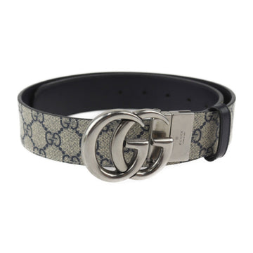 GUCCI GG Marmont Belt 627055 Size 75/30 Supreme Canvas Leather Beige Navy Silver Hardware Reversible