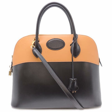 Hermes Bolide 35 Ladies handbag box calf muffler black natural