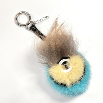 FENDI Bag Bugs Monster Charm Keychain Faux Fur  7AR393 Women's Blue