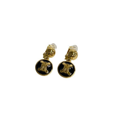 CELINE Triomphe Earrings Ear Cuff Women's Black Gold 86466
