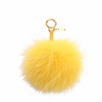 FENDI Fur Pom Bag Charm 7AR259 Yellow Ladies