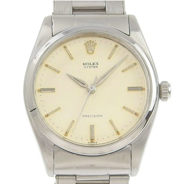ROLEX Big Oyster Precision Rivet Bracelet cal.1210 6424 Stainless Steel Silver Manual Winding Men's White Dial Watch