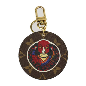 LOUIS VUITTON Portocre Illustre Keychain MP1949 Monogram Canvas Leather Brown Red Gold Hardware Kansai Yamamoto Kabuki Key Ring Bag Charm