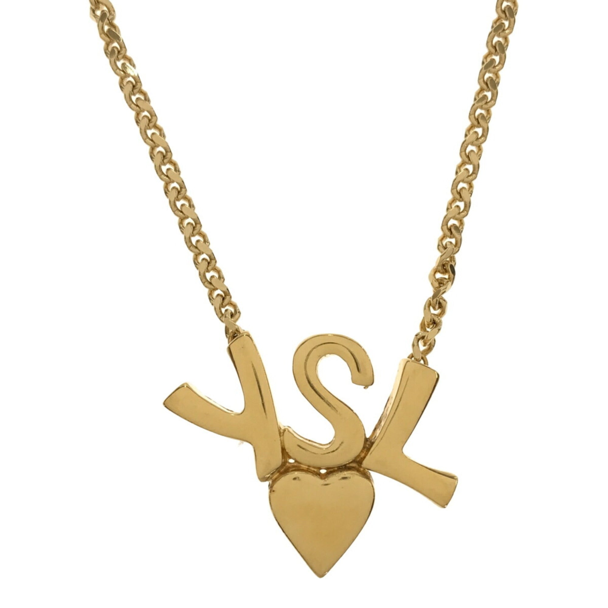 Yves Saint Laurent Necklace Gold GP Ysl Rhinestone Jewelry Stone Square Long Chain Ladies Plated