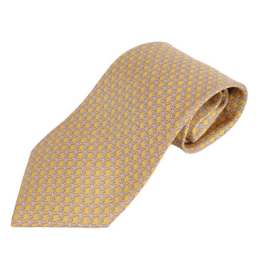 HERMES tie silk twill 100% men's yellow