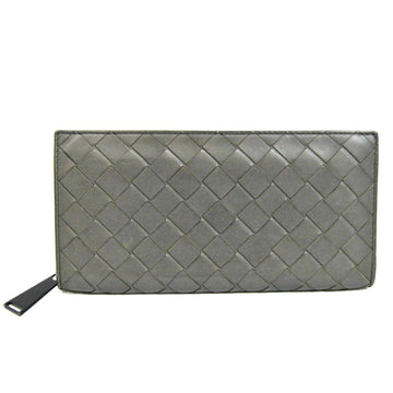 BOTTEGA VENETA Intrecciato Women,Men Leather Long Wallet [bi-fold] Gray
