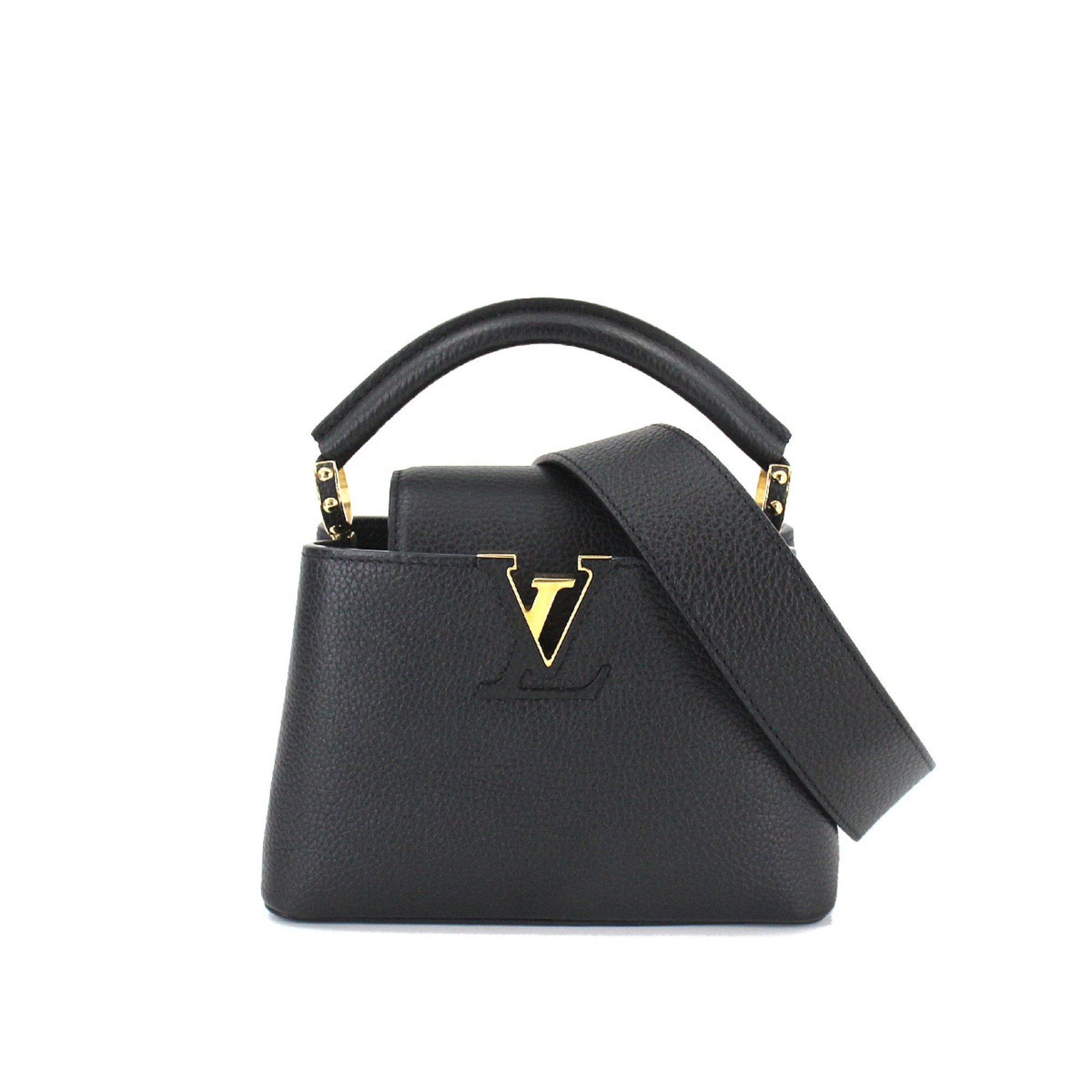 Auth Louis Vuitton Capucines MINI 2way Handbag M21494 Gold x Black