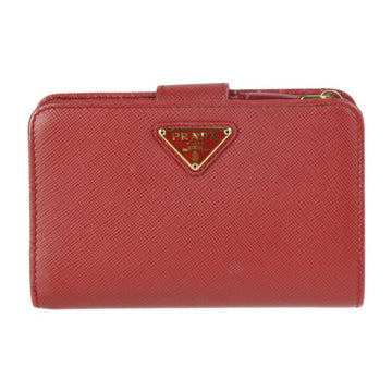 PRADA Saffiano folio wallet 1ML225 leather FUOCO red system gold metal fittings L-shaped fastener
