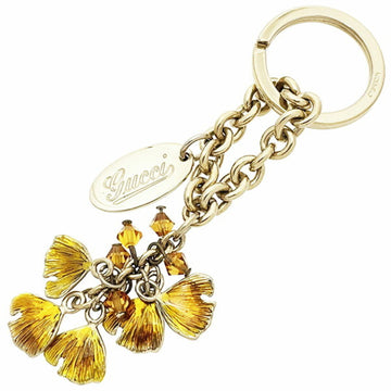 GUCCI Keychain Sprite Maiden Hair Tree Key Ring Brown  Ginkgo Leaf Plate Charm