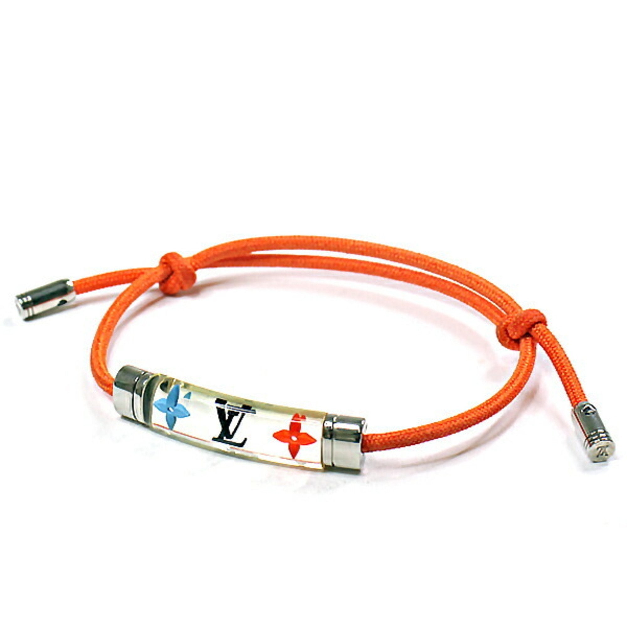 LOUIS VUITTON Monogram Colours Braided Bracelet Orange Polyester. Size One Size