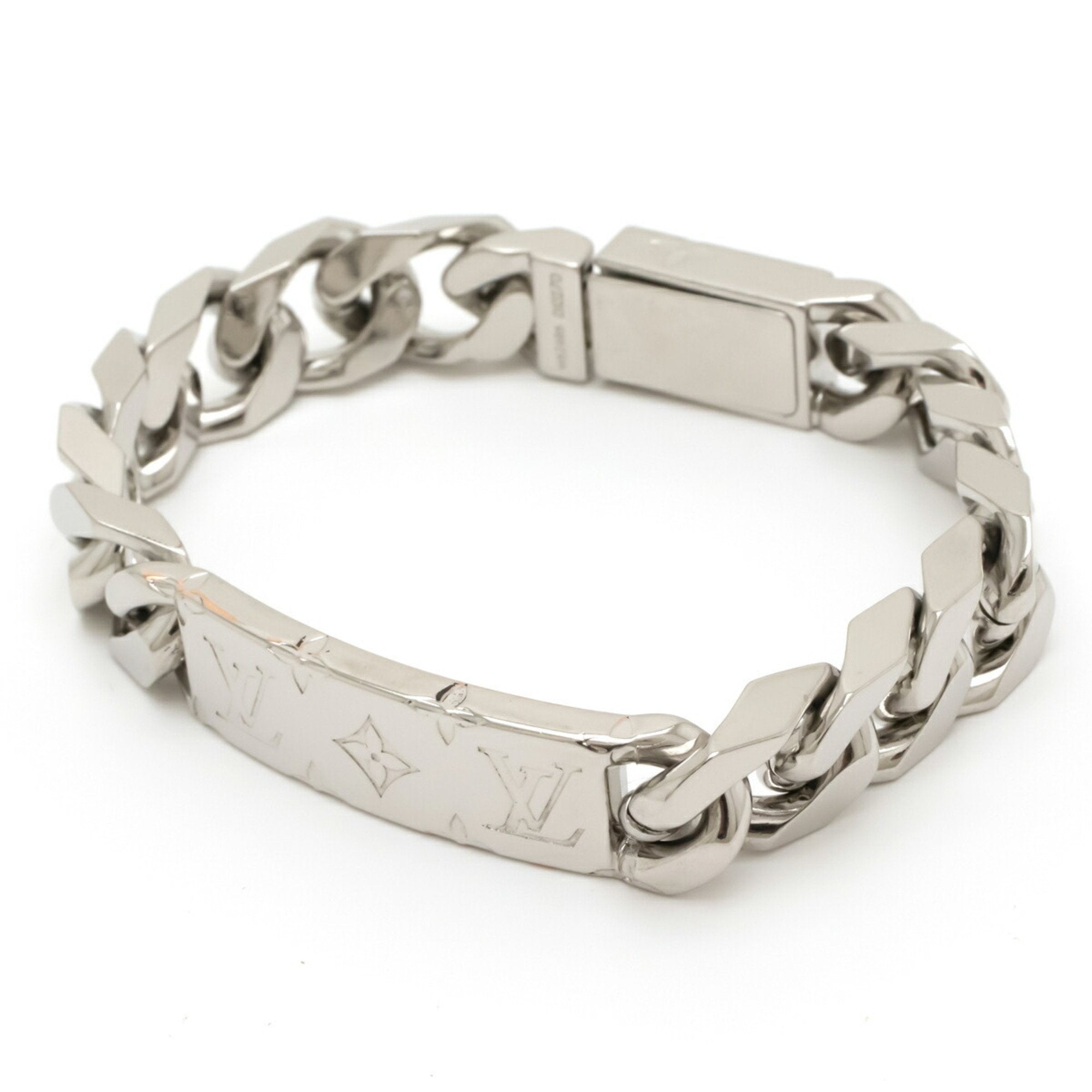 LOUIS VUITTON Monogram Chain Bracelet Silver 1127078