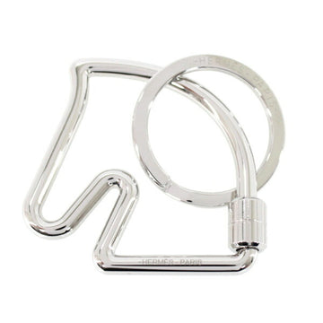 HERMES Keychain Cheval Key Ring Horse  Case Silver Stainless Steel SS Men's Women's Motif Convenient KM2527