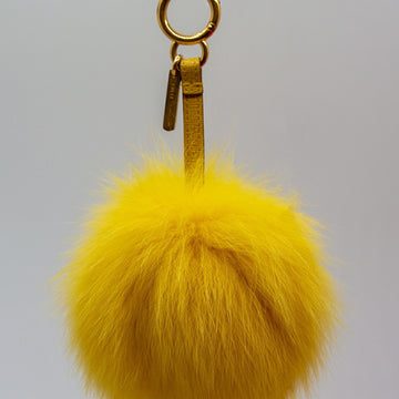 FENDI pompom bag charm leather yellow